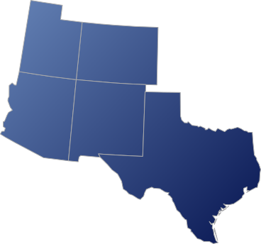 Map of New Mexico, Colorado, Utah, Arizona, and Texas